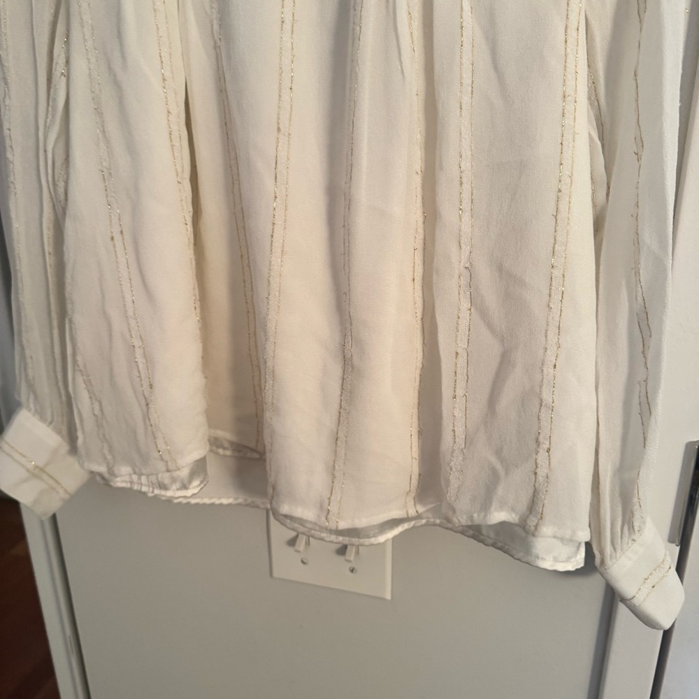 Anthropologie X DRA Los Angeles Victorian style metallic thread ruffle blouse - Picture 4 of 5